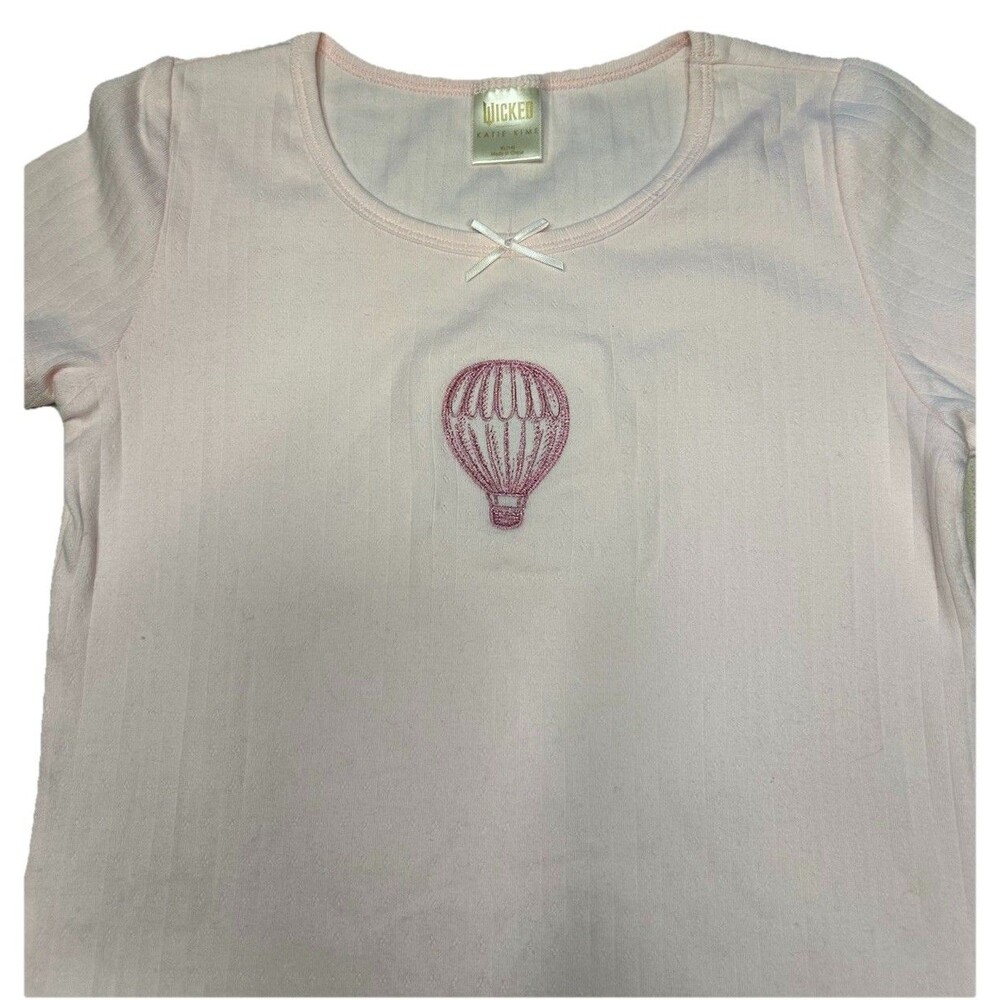 NEW Wicked Movie Youth Pajama Shirt Katie Kime Embroidered Hot Air Balloon Sz XL